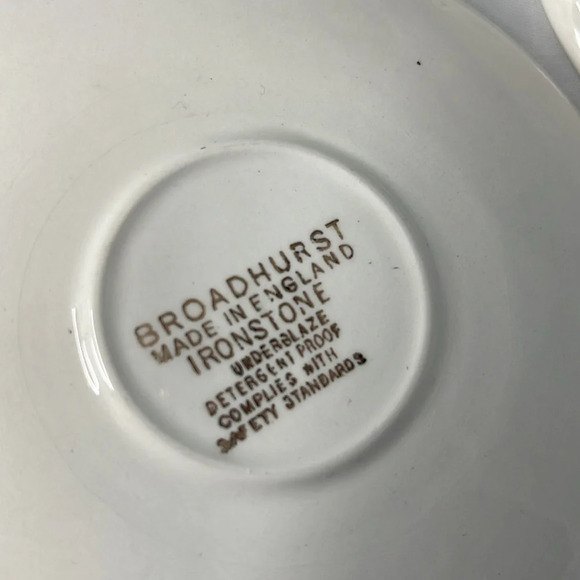 VINTAGE MCM Broadhurst Ironstone Tea Saucers Brown Pattern England Underglaze 4 - Picture 5 of 8